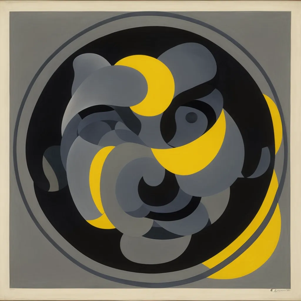 1923 - Grey Lines with Black Blue and Yellow - Georgia O'Keefe